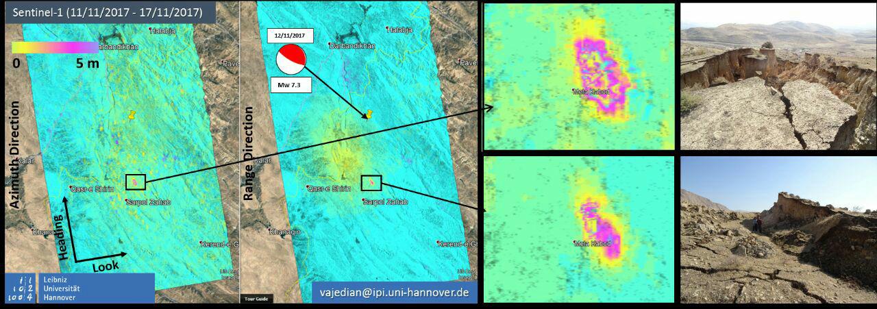 Offset tracking reveals 7 m of slip related to Mela Kabod #Landslide triggered by 12th November 2017 #KurdistanEarthquake #Iran applied on #Sentinel1